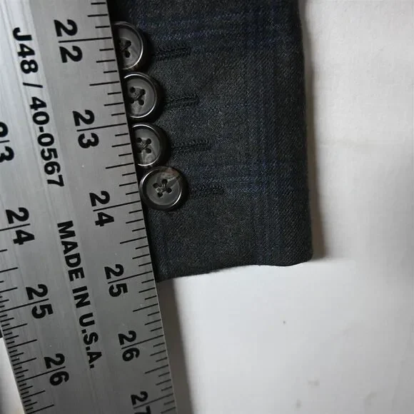 Ralph Lauren 48R Gray Plaid Flannel 100% Wool Mens Blazer Coat Suit‎ Jacket